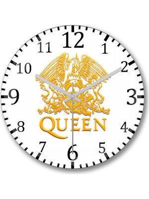 Baskı Dükkanı Queen Freddie Mercury Duvar Saati Bombeli Gerçek Cam