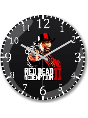 Baskı Dükkanı Red Dead  Redemption Duvar Saati Bombeli Gerçek Cam