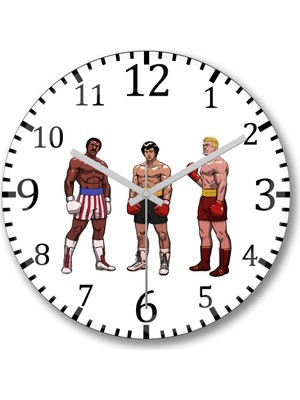 Baskı Dükkanı Rocky Duvar Saati Bombeli Gerçek Cam