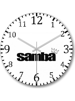 Baskı Dükkanı Samba Duvar Saati Bombeli Gerçek Cam