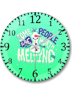 Baskı Dükkanı Sevimli Kardan Adam Duvar Saati Bombeli Gerçek Cam