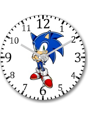 Baskı Dükkanı Sonic Duvar Saati Bombeli Gerçek Cam