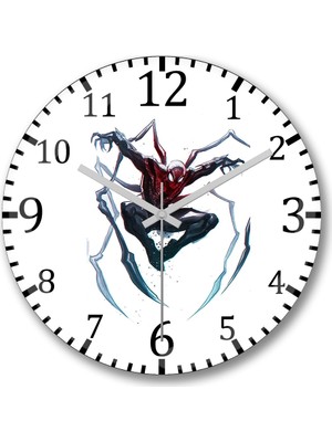 Baskı Dükkanı Spider Man Duvar Saati Bombeli Gerçek Cam