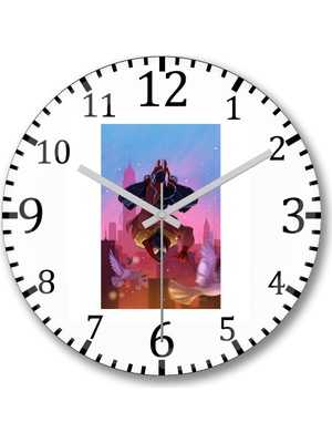 Baskı Dükkanı Spider Man Miles Duvar Saati Bombeli Gerçek Cam