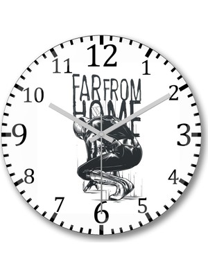 Baskı Dükkanı Spiderman Far From Home Duvar Saati Bombeli Gerçek Cam