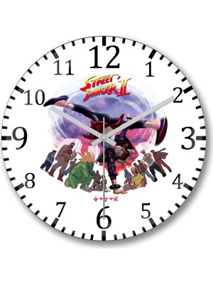Baskı Dükkanı Street Fighter Street Dancer Duvar Saati Bombeli Gerçek Cam