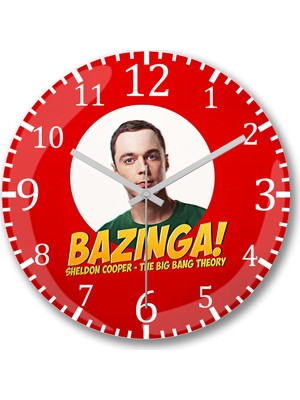 Baskı Dükkanı The Big Bang Theory Sheldon Cooper Bazinga Duvar Saati Bombeli Gerçek Cam