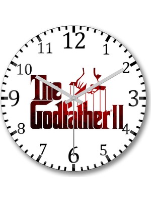 Baskı Dükkanı The Godfather Logo Ll Duvar Saati Bombeli Gerçek Cam