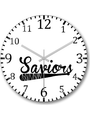 Baskı Dükkanı The Saviors Team Logo Duvar Saati Bombeli Gerçek Cam