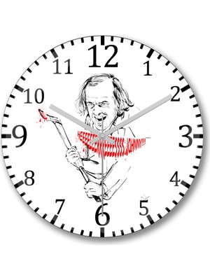 Baskı Dükkanı The Shining Here's Johny Duvar Saati Bombeli Gerçek Cam
