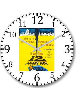 Baskı Dükkanı Twelve Angry Men 12 Öfkeli Adam Duvar Saati Bombeli Gerçek Cam