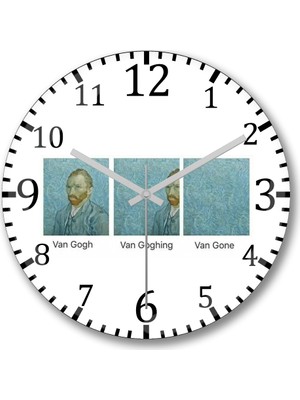 Baskı Dükkanı Van Gogh Van Goghing Duvar Saati Bombeli Gerçek Cam