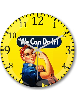 Baskı Dükkanı We Can Do Lt Duvar Saati Bombeli Gerçek Cam