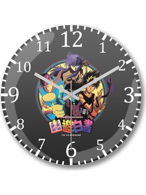 Baskı Dükkanı Yu Yu Hakusho Duvar Saati Bombeli Gerçek Cam