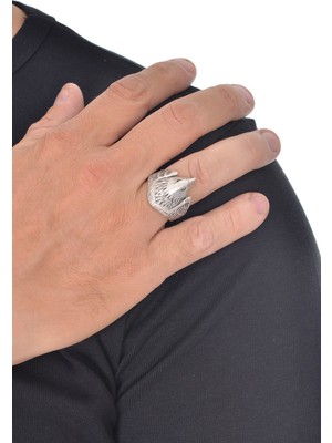 Labalaba Erkek Antik Gümüş Kartal Yüzük