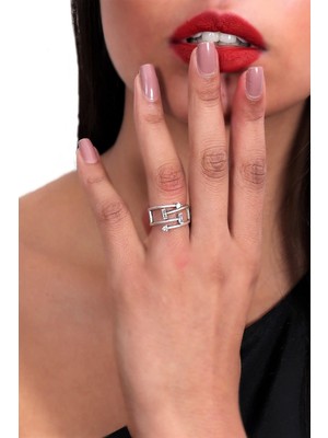 Labalaba Kadın Antik Gümüş Kaplama Zirkon Taşlı Çember Yüzük