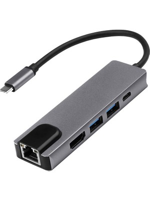 Mobitell 5in1 USB C Hub 2x USB 3.0 HDMI Ethernet Çevirici Adaptör