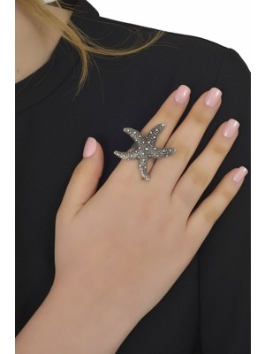 Labalaba Kadın Antik Gümüş Kaplama Deniz Yıldızı Yüzük