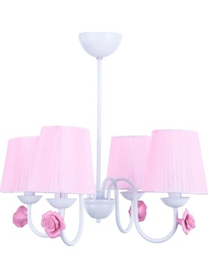 Samara 4'lü Avize Beyaz - Pembe Şapkalı