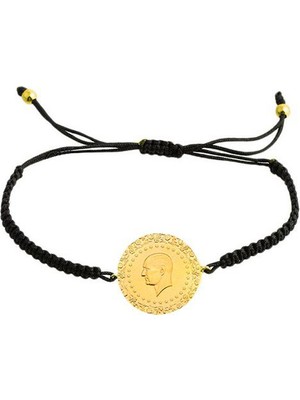 Engingold Ip Örgü Makroma Çeyrek Altınlı Bileklik