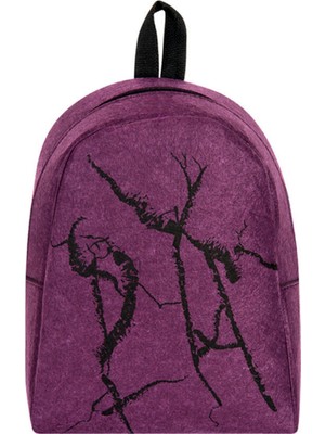Fly Color Bags Keçe Şimşek Desenli Sırt Çantası Mor