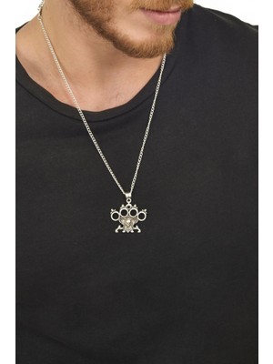 Labalaba Erkek Antik Gümüş Kaplama Muşta Kolye