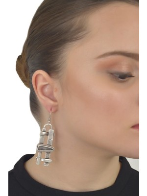 Labalaba Kadın Antik Gümüş Kaplama Sallantılı Bohem Küpe