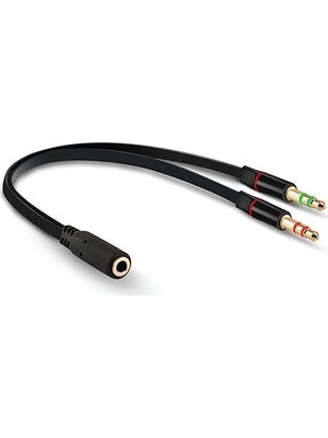 Hytech HY-X78 Siyah 3.5mm To Audio + Mic 0.15M Kulaklık Çevirici