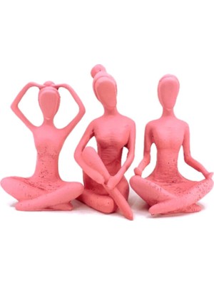By Ari Üçlü Yoga Yapan Kızlar Biblo Pembe 