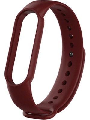 Kyver Xiaomi Mi Band 6 Akıllı Bileklik Uyumlu Silikon Kordon Kayış Bordo