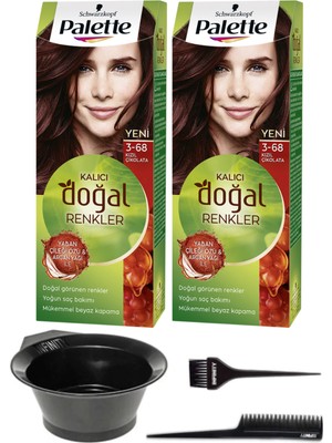 Palette Naturel Saç Boyası 2'li 3-68 Kızıl Çikolata + Saç Boyama Seti