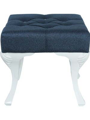 Vinda Kapitoneli Kapıönü Ayakucu Bench Puf Taş Düğme  40 cm Lacivert