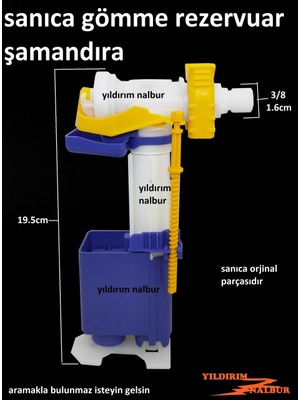 Sanica Gömme Rezervuar 3/8 Şamandırası Rezervuar İç Takım Flatör Diamente Model Doldurma