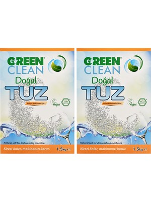 U Green Clean Bulaşık Makinası Tuz Kokusuz 1,5 kg 2'li Set Doğa Dostu Temizlik Ürünü