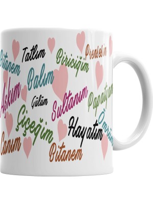 Baskı Dükkanı Aşkım Canım Çiçeğim Kupa Bardak Porselen