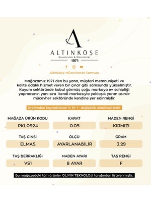 Altınköşe Mücevherat Altınköşe Kuyumculuk 0.05 Crt Elmas Nazarlıklı Spor Damla Kolye