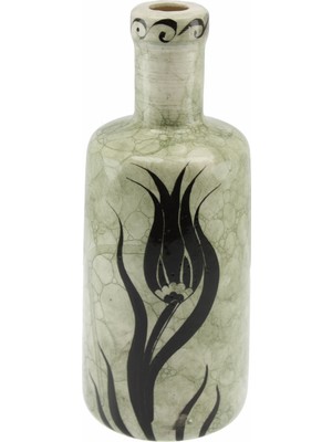 Otantik Çini Ebruli Siyah Lale Mutfak Tipi Yağ Şişesi 900Ml