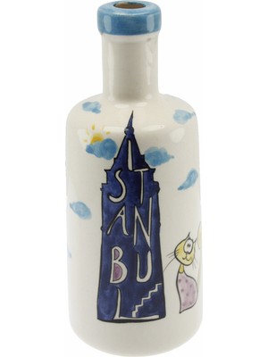 Otantik Çini İstanbul Galata Silüeti Mutfak Tipi Yağ Şişesi 900Ml