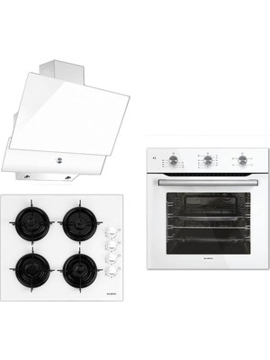 Kumtel Kristal Beyaz Ankastre Set ( B66S2 Fırın - KO-40TAHDF Ocak - DA6-830 Davlumbaz )