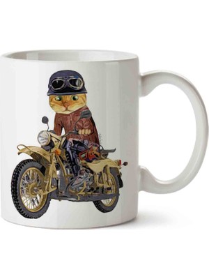 Art Hediye Kedi Motor Süren Kedi Cat Kupa Bardak