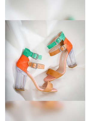 Limoya Sally Çift Tokalı Şeffaf Topuklu Sandalet