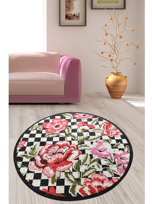 Chilai Home Black Rose Dijital Halı Çap 120 cm Djt