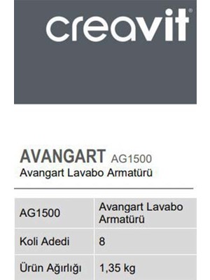 Creavit AG1500 Avangart Lavabo Armatürü