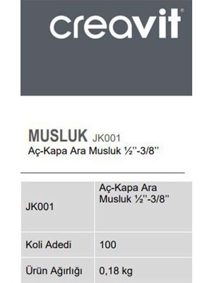 Creavit JK001 Aç Kapa Ara Musluk (Krom)