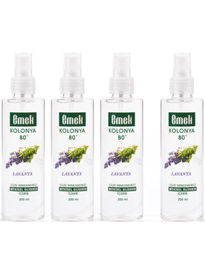 Emek Gliserinli Kolonya Lavanta 4 Adet 200 ml Sprey