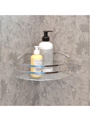 Tekno-tel Tek Katlı Banyo Köşe Rafı Krom Lm007
