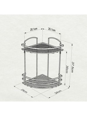 Tekno-tel 2 Katlı Banyo Duş Köşe Rafı Mat Siyah Lm008