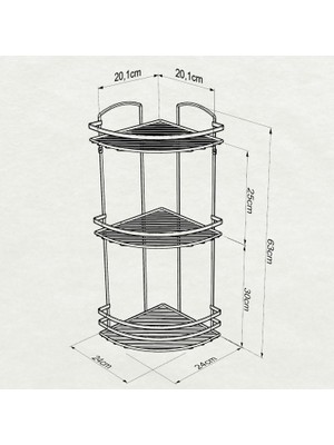 Tekno-tel 3 Katlı Banyo Duş Köşe Rafı Krom Lm009