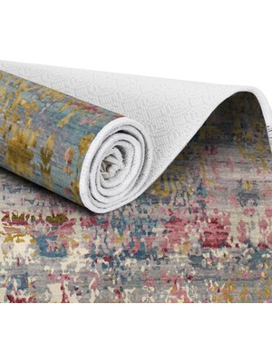 EXCLUSIVE Toprak Dijital Halı Saçaklı Essie Soyut Renkli 180 x 280 cm
