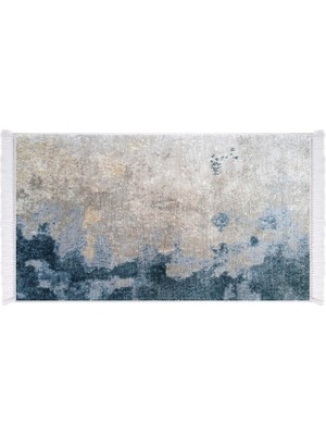 EXCLUSIVE Toprak Dijital Halı Saçaklı Doris Soyut Mavi 180 x 280 cm